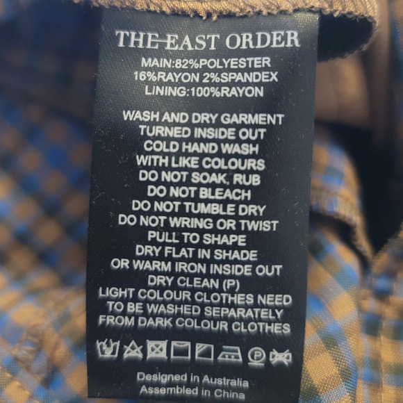 The East Order Tan Blue Trench Plaid Melody Pants Size Small NWT MSRP $179 - Picture 6 of 6